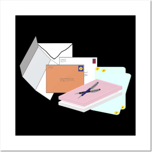 Snail Mail Happy Mail (Stacked Version – Black Background) Posters and Art